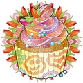 Vector piece of cake with abstract ornaments with mandala