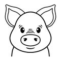 Vector pig head, line drawing. Funny piggy face