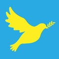 Vector pigeon of Ukraine yellow peace silhouette