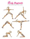 Vector pilates illustration. Pilates poses.Female exercising sil