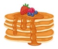 Vector pile of pancakes with berries Royalty Free Stock Photo