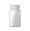 Vector pill bottle. White plastic medicine container for drugs. Sport, health and nutritional supplements. Mock up Royalty Free Stock Photo