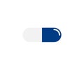 Vector pill simple icon, White and blue left and right sides of pill