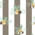 Vector Pina Colada Compositions on Stripes seamless pattern background.