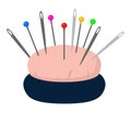 Vector pincushion with pins and needles