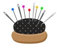 Vector pincushion with pins and needles