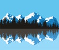 Vector pine forest and mountains Royalty Free Stock Photo