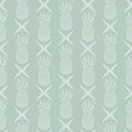 Vector Pineapples in line with Floral Decor seamless pattern background.