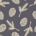 Vector pinecone seamless pattern Royalty Free Stock Photo