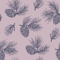 Vector pinecone seamless pattern Royalty Free Stock Photo