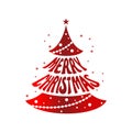 Vector of Pines Christmas Tree, Merry Christmas Typographic Poster Royalty Free Stock Photo