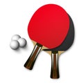Vector ping pong wooden table tennis rackets Royalty Free Stock Photo
