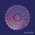 Vector pink abstract oriental mandala yoga symbol