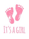 Vector pink baby footprints. Royalty Free Stock Photo