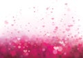 Vector pink background with hearts.