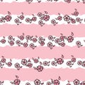 Vector pink background white pink cherry tree flowers and cherry blossom sakura flowers. Seamless pattern background Royalty Free Stock Photo