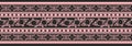 Vector pink and black seamless Indian patterns. National seamless ornaments, borders, frames. Royalty Free Stock Photo