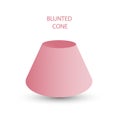 Vector pink blunted cone with gradients and shadow for game, icon, package design, logo, mobile, ui, web, education. 3d