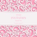 Vector Pink 3d Vintage Valentines or Invitation Royalty Free Stock Photo