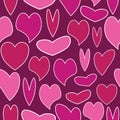 Vector Pink Doodle Valentines Hearts Texture Seamless Repeat Pattern
