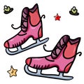 Pink skates for a girl. Figure Skating on the white background. - Vector