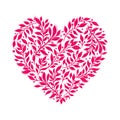 Vector pink floral watercolor heart.