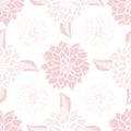 Vector Pink Fowers Floral with Leaves on White. Background for textiles, cards, manufacturing, wallpapers, print, gift