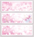 Vector pink glitter banners.