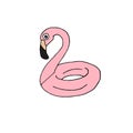 Vector pink hand drawn flamingo ring float