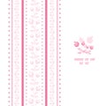 Vector pink hand drawn floral stripes isolated on white vertical seamless border pattern background Royalty Free Stock Photo