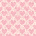 Vector pink hearts flowers ecru seamless pattern Royalty Free Stock Photo