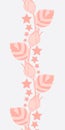 Vector pink Lineart hibiscus roses flowers and leaves