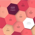 Vector pink minimalist Infographic template with hexagons mosaic Royalty Free Stock Photo