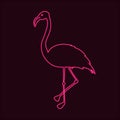 Vector Pink Neon Flamingo Sign, Glowing Illustration.