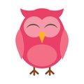Vector pink owl in flat style