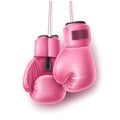 Vector pink pair of boxing glove on lace realistic Royalty Free Stock Photo