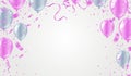Vector Pink party balloons illustration. Confetti and ribbons flag ribbons, Celebration background template Royalty Free Stock Photo