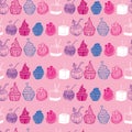 Vector Pink Party Foods and Drinks background pattern Royalty Free Stock Photo