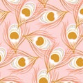 Vector pink peacock pattern. Glamour tender colors coral pattern. Hawaii bohemin botanical nature texture. Elegan