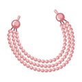 Vector pink pearls necklace isolated on white background. Fashion women collection. Expensive luxury items. Flat style vector