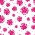 Vector pink pompoms seamless pattern background. Great for cheerleader themed fabric, scrapbooking, packaging, giftwrap