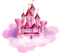 Vector pink princess magic castle.