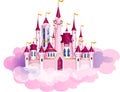 Vector pink princess magic castle. Royalty Free Stock Photo