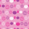 Vector pink, purple and white paper lanterns seamless pattern background. Perfect for fabric, scrapbooking, wallpaper projects Royalty Free Stock Photo