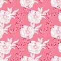 Vector Pink Red Diagonal Oriental Peonies Seamless