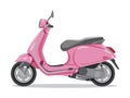 Vector pink retro scooter, flat style side view. Royalty Free Stock Photo