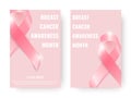 Vector Pink Ribbon Background. Breast Cancer Awareness Banners