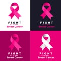 Vector pink ribbon on various backgrounds. Fight against Breast cancer. Royalty Free Stock Photo