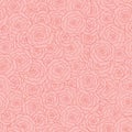 Vector pink roses with red outline seamless pattern. Delicate floral ornament. Royalty Free Stock Photo