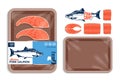 Vector pink salmon packaging illustration